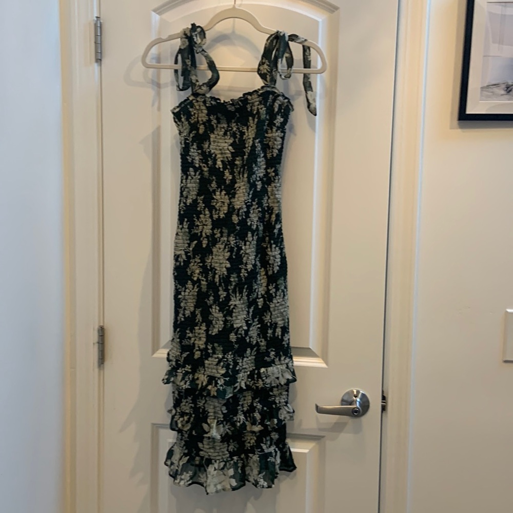 Abercrombie & Fitch green floral ruffle dress